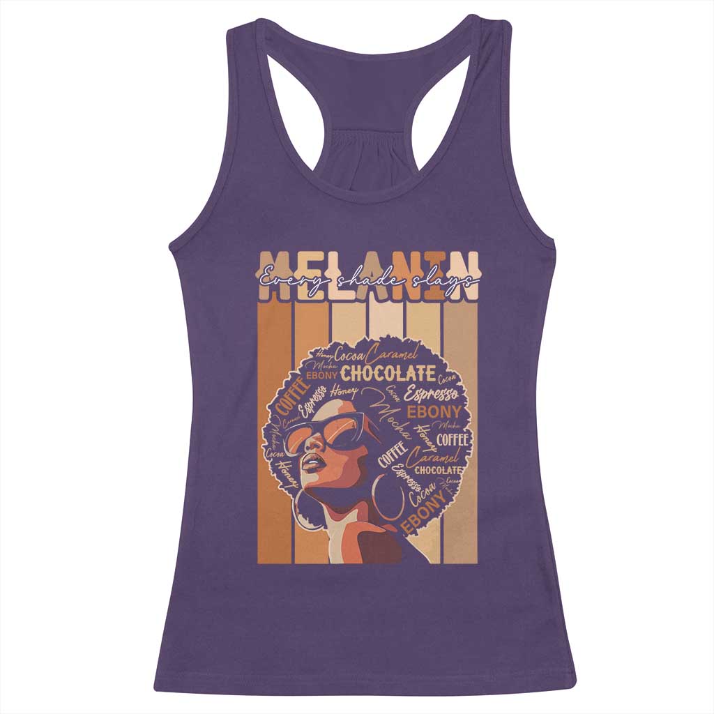 Melanin Every Shade Slays Racerback Tank Top Melanin Afro Queen African American Pride TS11 Purple Print Your Wear