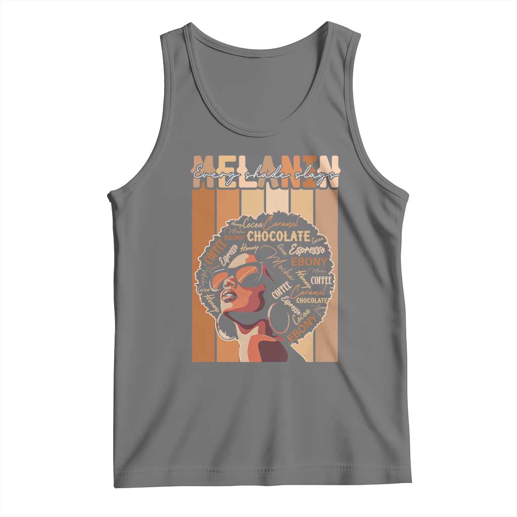 Melanin Every Shade Slays Tank Top Melanin Afro Queen African American Pride TS11 Black Heather Print Your Wear