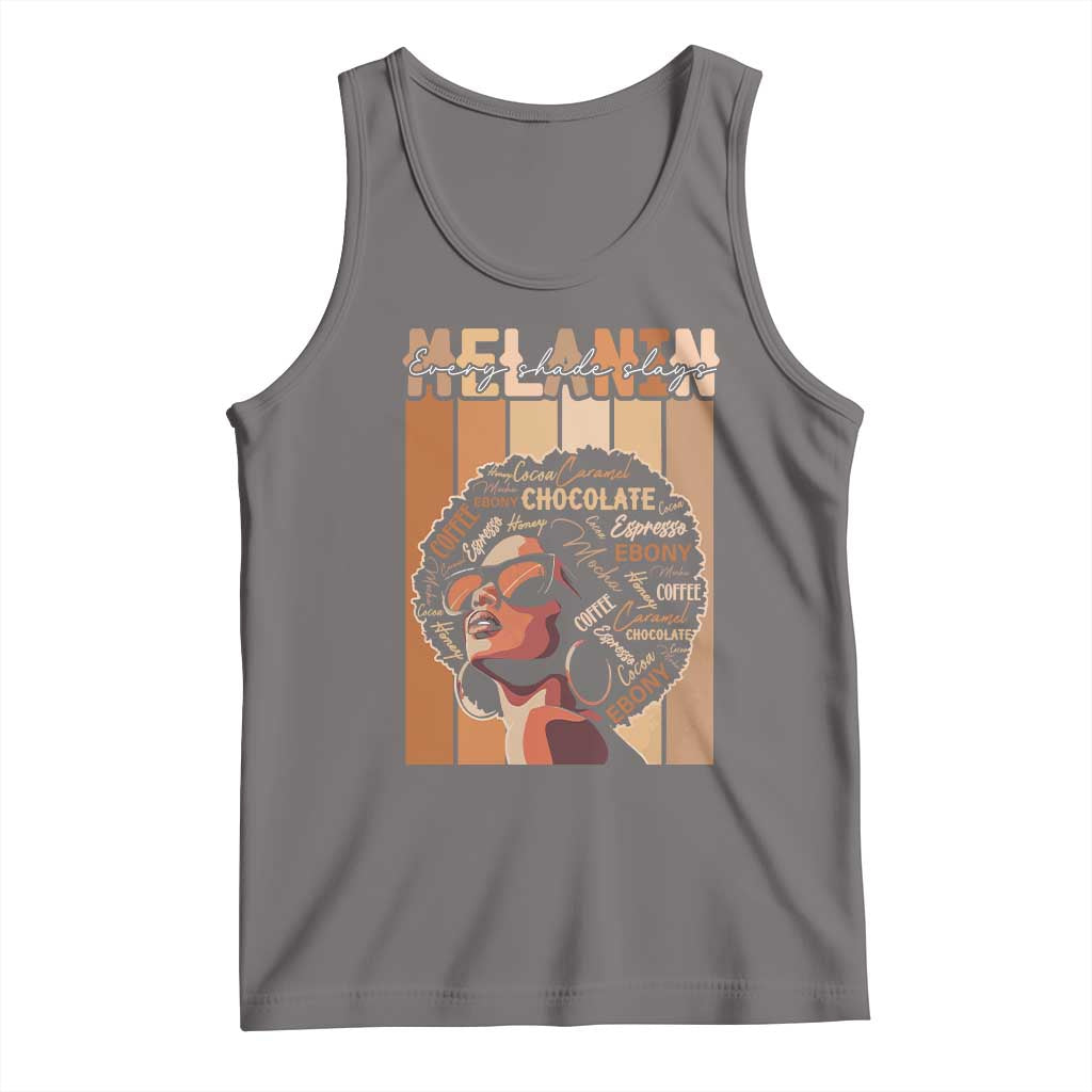 Melanin Every Shade Slays Tank Top Melanin Afro Queen African American Pride TS11 Deep Heather Print Your Wear