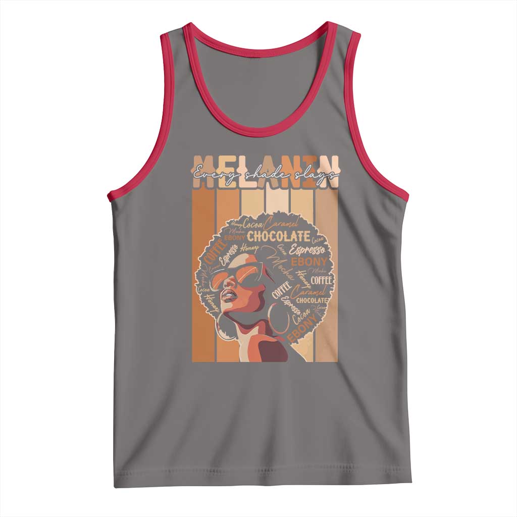 Melanin Every Shade Slays Tank Top Melanin Afro Queen African American Pride TS11 Deep Heather Red Print Your Wear