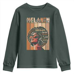 Melanin Every Shade Slays Youth Sweatshirt Melanin Afro Queen African American Pride TS11 Dark Forest Green Print Your Wear