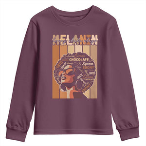 Melanin Every Shade Slays Youth Sweatshirt Melanin Afro Queen African American Pride TS11 Maroon Print Your Wear