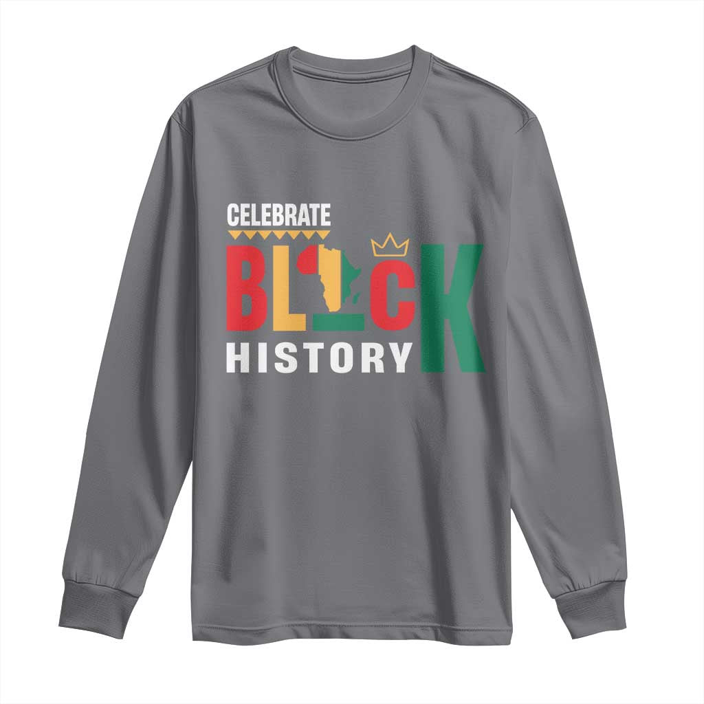 Celebrate Black History Long Sleeve Shirt African American History Africa Map TS11 Charcoal Print Your Wear