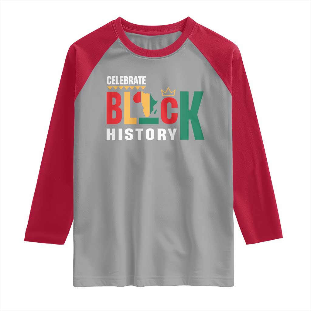 Celebrate Black History Raglan Shirt African American History Africa Map TS11 Sport Gray Red Print Your Wear