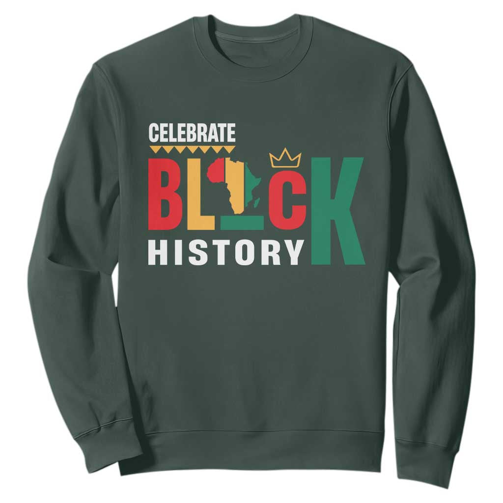 Celebrate Black History Sweatshirt African American History Africa Map TS11 Dark Forest Green Print Your Wear