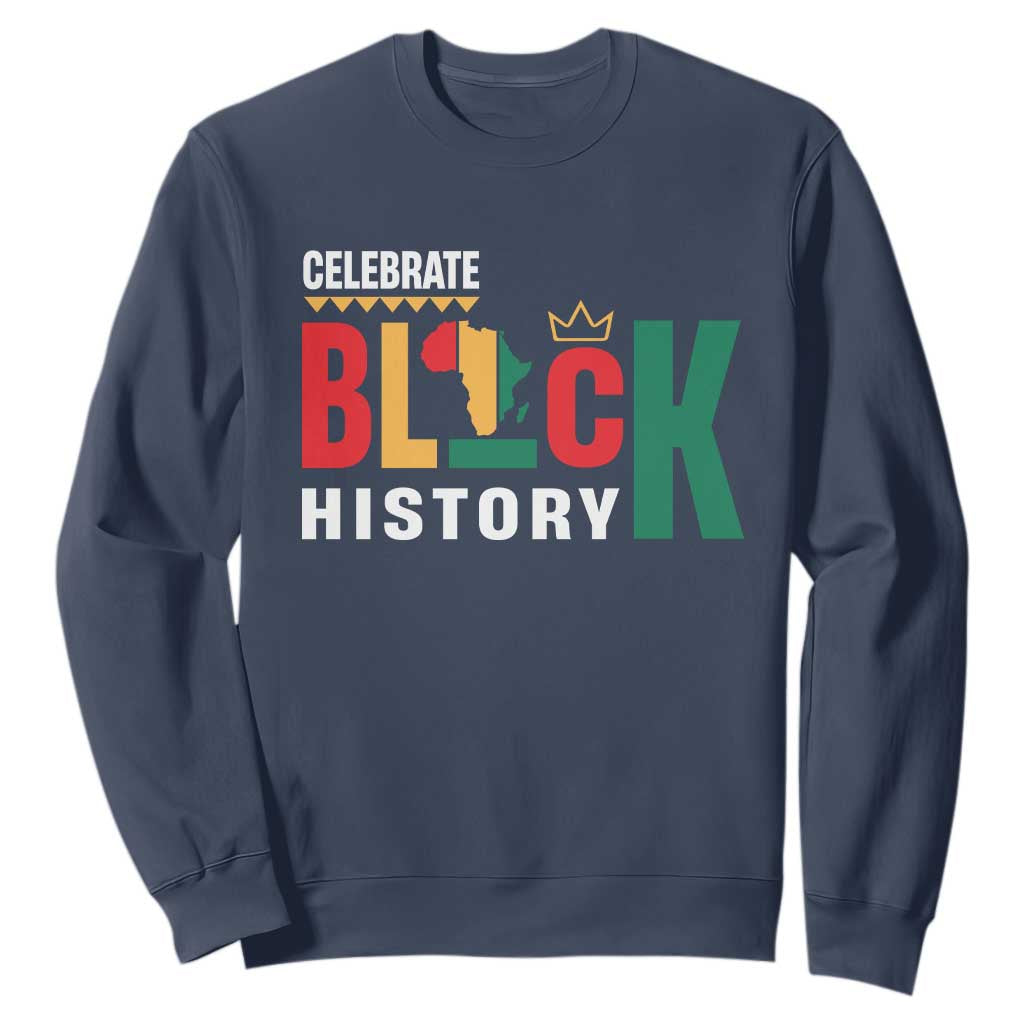Celebrate Black History Sweatshirt African American History Africa Map TS11 Navy Print Your Wear
