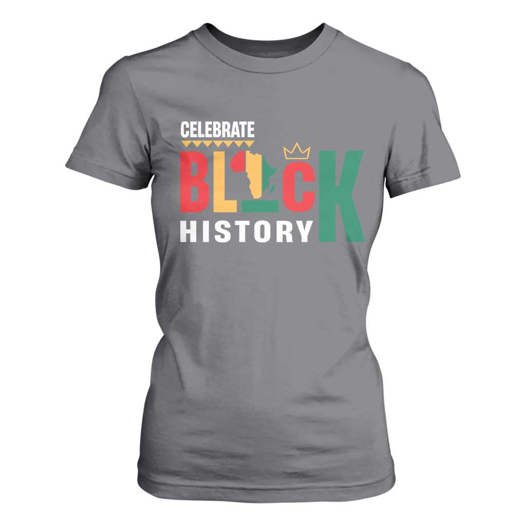 Celebrate Black History T Shirt For Women African American History Africa Map TS11 Charcoal Print Your Wear