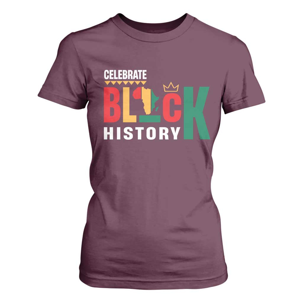Celebrate Black History T Shirt For Women African American History Africa Map TS11 Maroon Print Your Wear