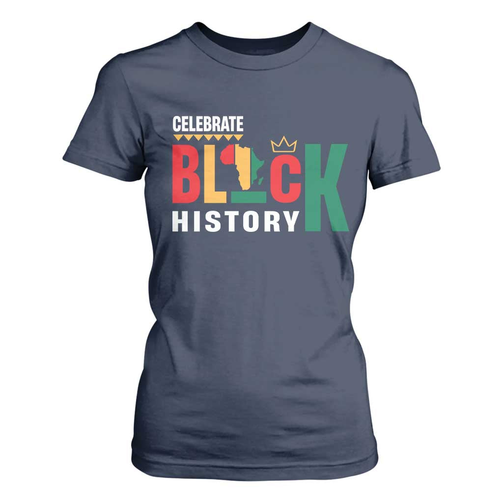Celebrate Black History T Shirt For Women African American History Africa Map TS11 Navy Print Your Wear