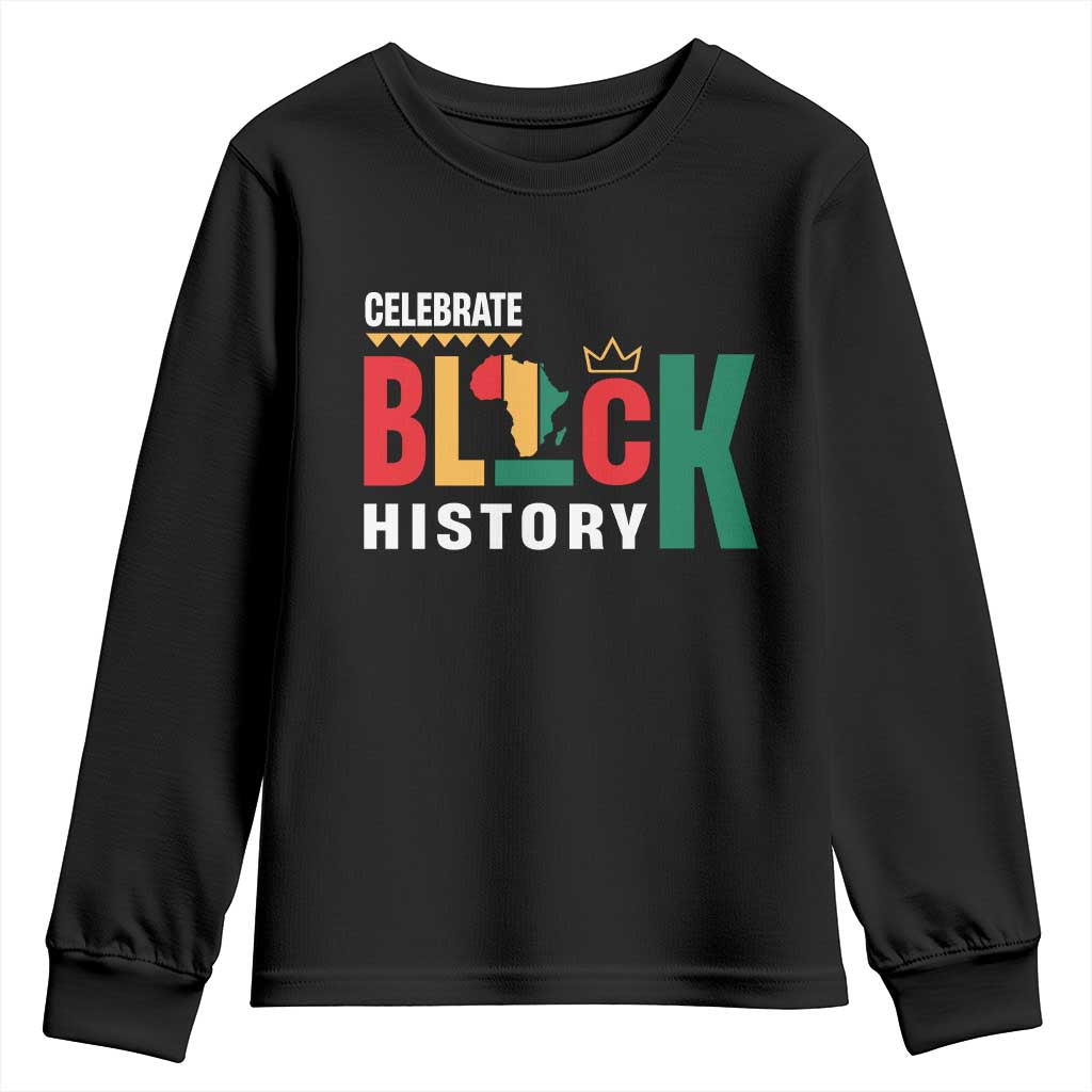 Celebrate Black History Youth Sweatshirt African American History Africa Map TS11 Black Print Your Wear