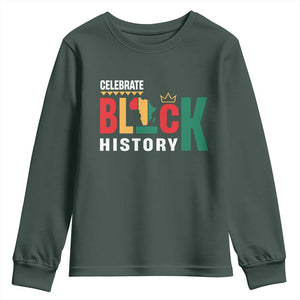 Celebrate Black History Youth Sweatshirt African American History Africa Map TS11 Dark Forest Green Print Your Wear