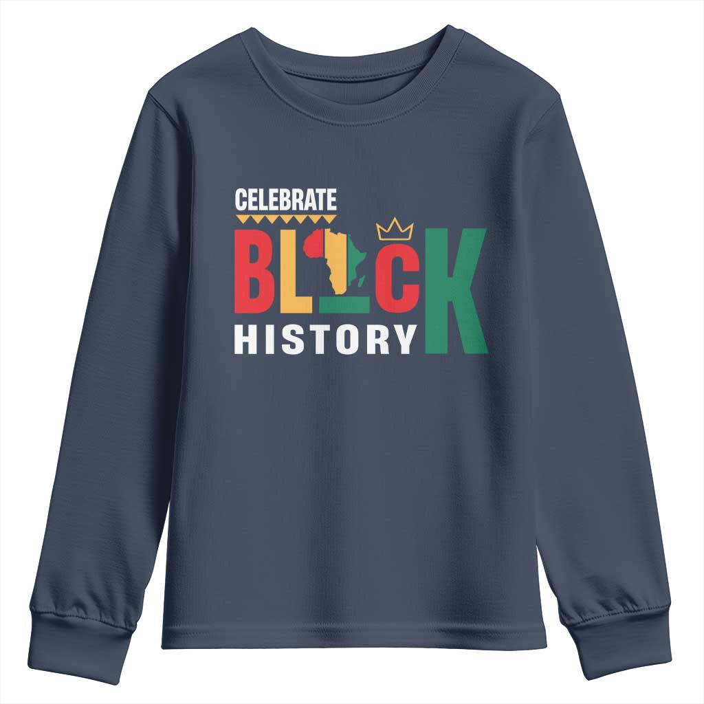 Celebrate Black History Youth Sweatshirt African American History Africa Map TS11 Navy Print Your Wear