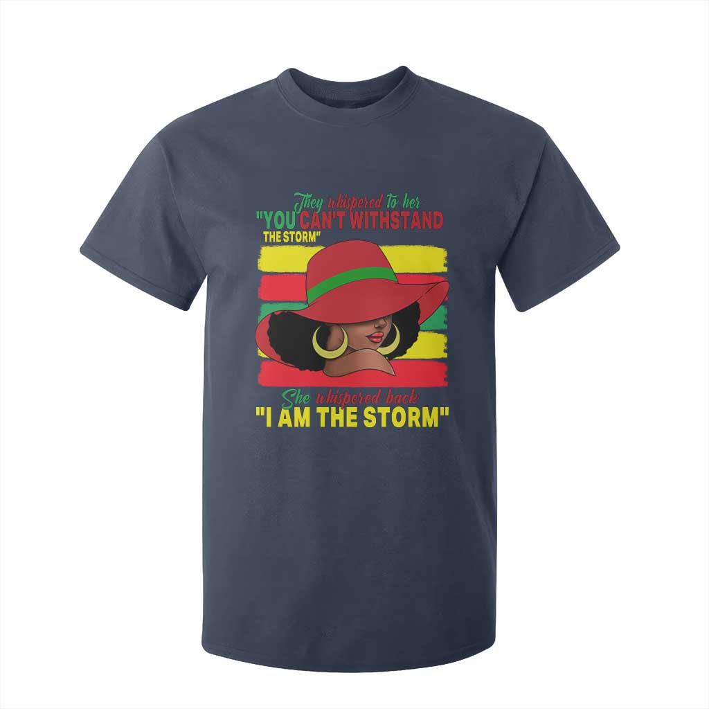 Proud Black African American T Shirt For Kid They Whispered To Her You Can't Withstand The Storm Black History Month TS11 Navy Print Your Wear
