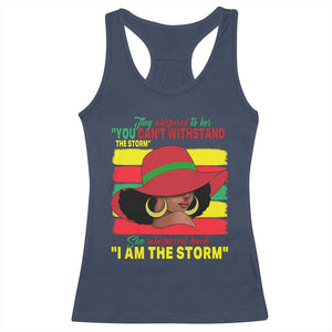 Proud Black African American Racerback Tank Top They Whispered To Her You Can't Withstand The Storm Black History Month TS11 Navy Print Your Wear