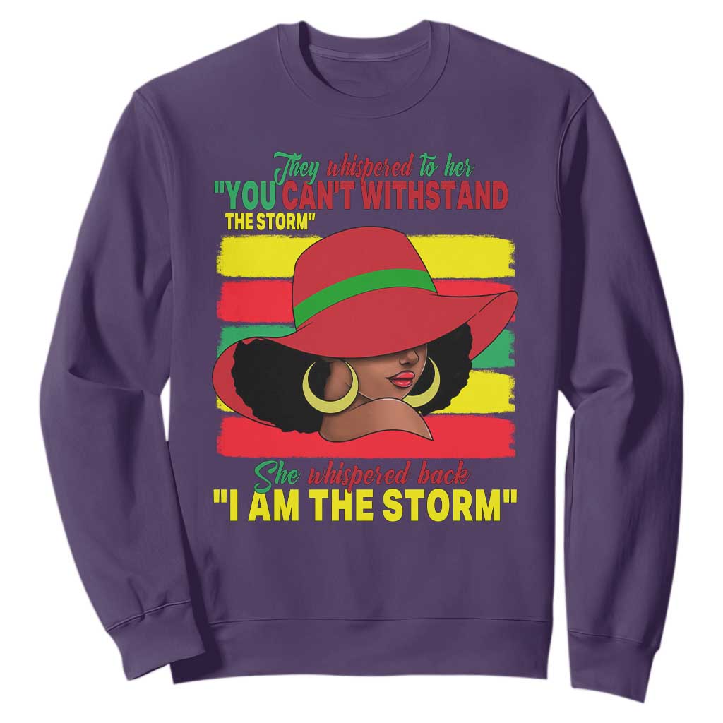 Proud Black African American Sweatshirt They Whispered To Her You Can't Withstand The Storm Black History Month TS11 Purple Print Your Wear