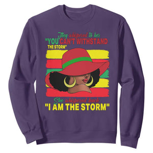 Proud Black African American Sweatshirt They Whispered To Her You Can't Withstand The Storm Black History Month TS11 Purple Print Your Wear