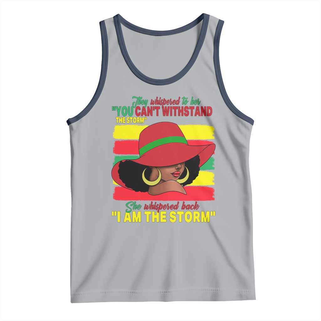 Proud Black African American Tank Top They Whispered To Her You Can't Withstand The Storm Black History Month TS11 Athletic Heather Navy Print Your Wear