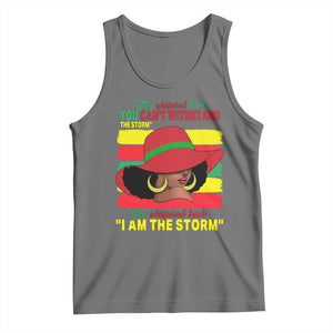 Proud Black African American Tank Top They Whispered To Her You Can't Withstand The Storm Black History Month TS11 Black Heather Print Your Wear