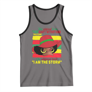 Proud Black African American Tank Top They Whispered To Her You Can't Withstand The Storm Black History Month TS11 Deep Heather Black Print Your Wear