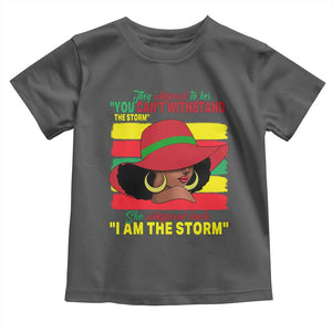 Proud Black African American Toddler T Shirt They Whispered To Her You Can't Withstand The Storm Black History Month TS11 Dark Heather Print Your Wear