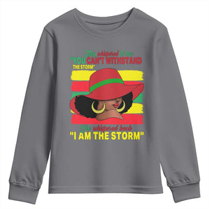 Proud Black African American Youth Sweatshirt They Whispered To Her You Can't Withstand The Storm Black History Month TS11 Charcoal Print Your Wear