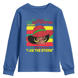 Proud Black African American Youth Sweatshirt They Whispered To Her You Can't Withstand The Storm Black History Month TS11 Royal Blue Print Your Wear