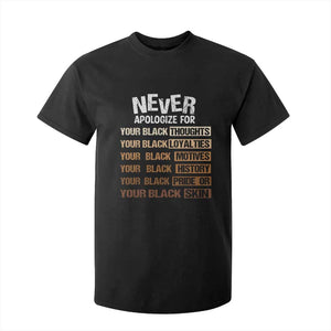 Never Apologize For Your Black Thoughts Loyalties Motives History Pride Or Skin T Shirt For Kid African American Black History Month TS11 Black Print Your Wear