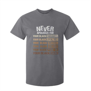 Never Apologize For Your Black Thoughts Loyalties Motives History Pride Or Skin T Shirt For Kid African American Black History Month TS11 Charcoal Print Your Wear