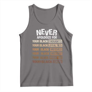 Never Apologize For Your Black Thoughts Loyalties Motives History Pride Or Skin Tank Top African American Black History Month TS11 Deep Heather Print Your Wear