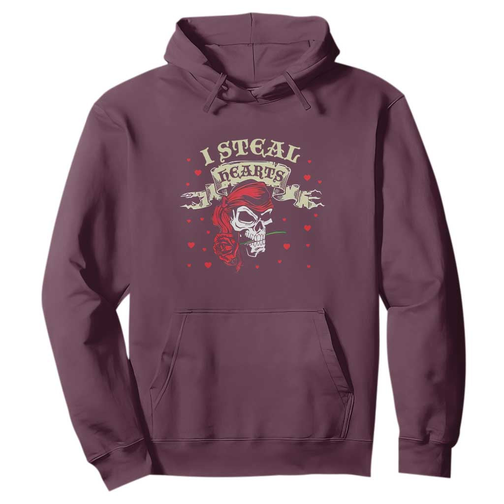 Funny Valentine's Day Pirate Hoodie I Steal Hearts Rose TS11 Maroon Print Your Wear