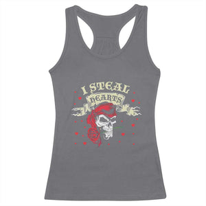 Funny Valentine's Day Pirate Racerback Tank Top I Steal Hearts Rose TS11 Charcoal Print Your Wear