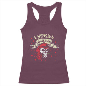 Funny Valentine's Day Pirate Racerback Tank Top I Steal Hearts Rose TS11 Maroon Print Your Wear