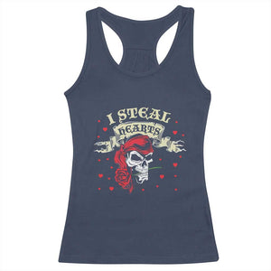 Funny Valentine's Day Pirate Racerback Tank Top I Steal Hearts Rose TS11 Navy Print Your Wear