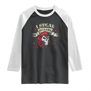 Funny Valentine's Day Pirate Raglan Shirt I Steal Hearts Rose TS11 Black White Print Your Wear