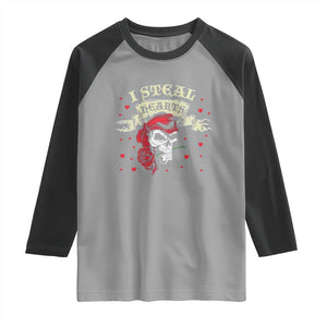 Funny Valentine's Day Pirate Raglan Shirt I Steal Hearts Rose TS11 Sport Gray Black Print Your Wear