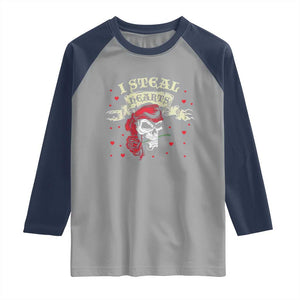 Funny Valentine's Day Pirate Raglan Shirt I Steal Hearts Rose TS11 Sport Gray Navy Print Your Wear