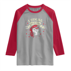 Funny Valentine's Day Pirate Raglan Shirt I Steal Hearts Rose TS11 Sport Gray Red Print Your Wear