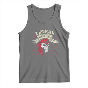 Funny Valentine's Day Pirate Tank Top I Steal Hearts Rose TS11 Black Heather Print Your Wear