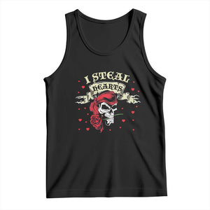 Funny Valentine's Day Pirate Tank Top I Steal Hearts Rose TS11 Black Print Your Wear