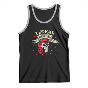 Funny Valentine's Day Pirate Tank Top I Steal Hearts Rose TS11 Black Athletic Heather Print Your Wear