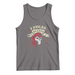 Funny Valentine's Day Pirate Tank Top I Steal Hearts Rose TS11 Deep Heather Print Your Wear