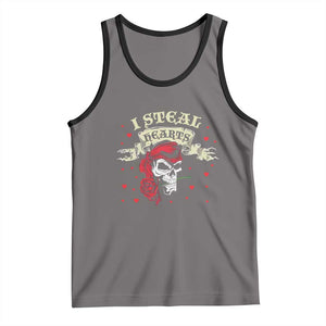 Funny Valentine's Day Pirate Tank Top I Steal Hearts Rose TS11 Deep Heather Black Print Your Wear