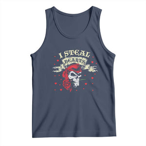 Funny Valentine's Day Pirate Tank Top I Steal Hearts Rose TS11 Navy Print Your Wear