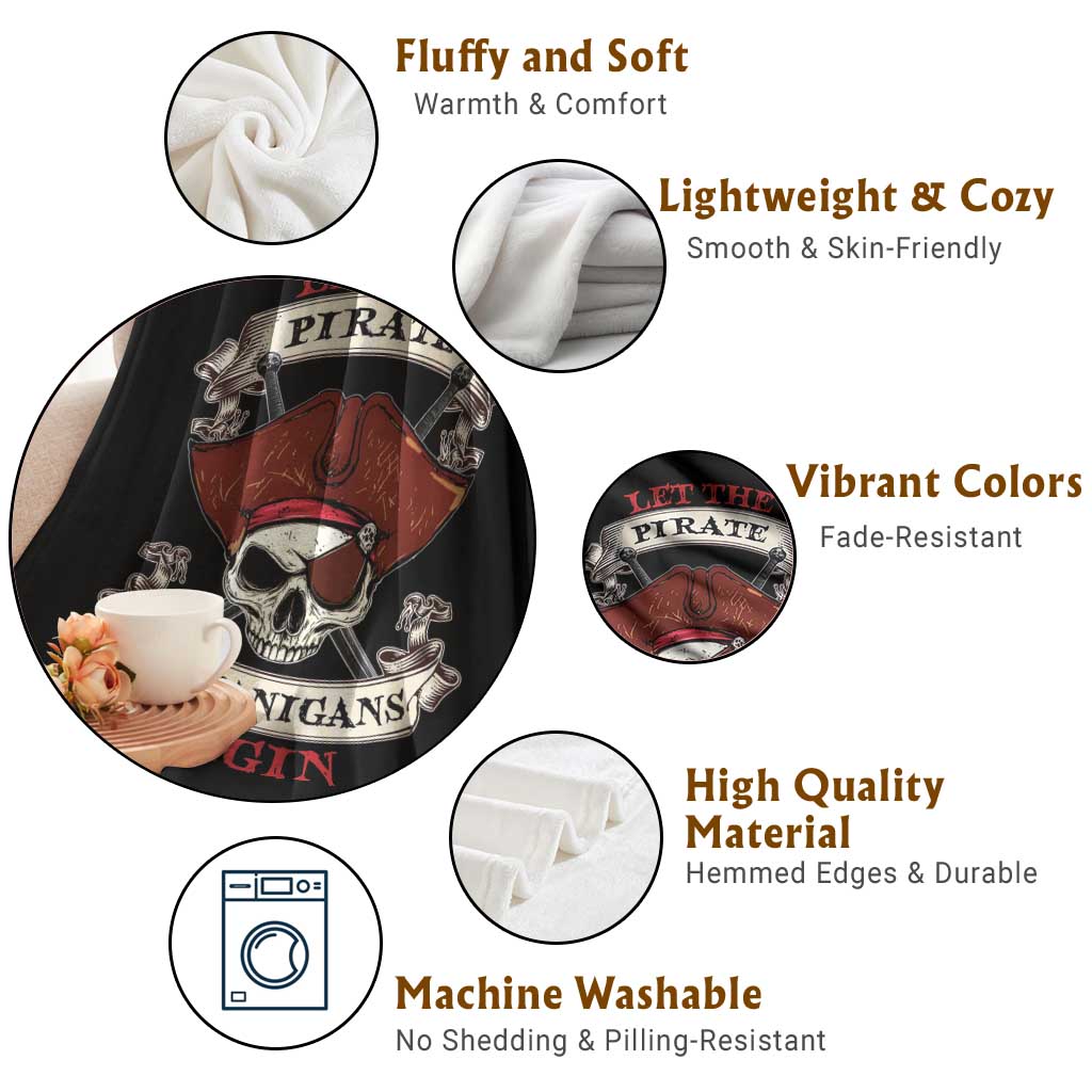Let The Pirate Shenanigans Begin Throw Blanket Funny Crossbones Freebooter TS11 Print Your Wear