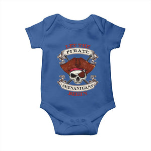 Let The Pirate Shenanigans Begin Baby Onesie Funny Crossbones Freebooter TS11 Royal Blue Print Your Wear