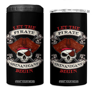 Let The Pirate Shenanigans Begin 4 in 1 Can Cooler Tumbler Funny Crossbones Freebooter TS11 One Size: 16 oz Black Print Your Wear