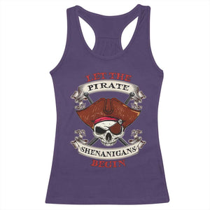 Let The Pirate Shenanigans Begin Racerback Tank Top Funny Crossbones Freebooter TS11 Purple Print Your Wear