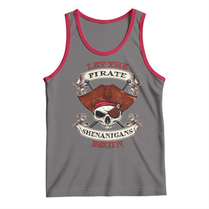 Let The Pirate Shenanigans Begin Tank Top Funny Crossbones Freebooter TS11 Deep Heather Red Print Your Wear