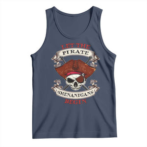 Let The Pirate Shenanigans Begin Tank Top Funny Crossbones Freebooter TS11 Navy Print Your Wear