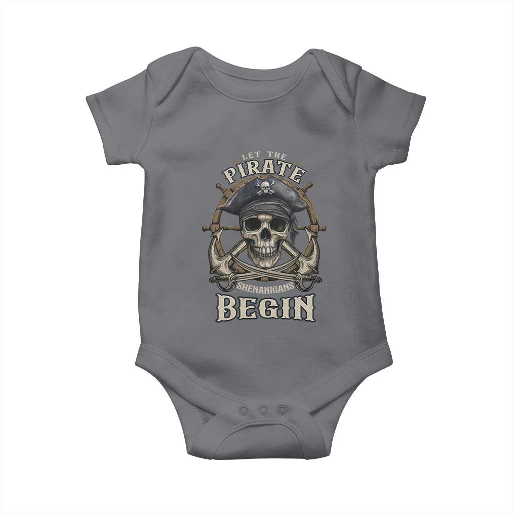 Funny Let The Pirate Shenanigans Begin Baby Onesie Vintage Captain Crossbones Freebooter TS11 Charcoal Print Your Wear